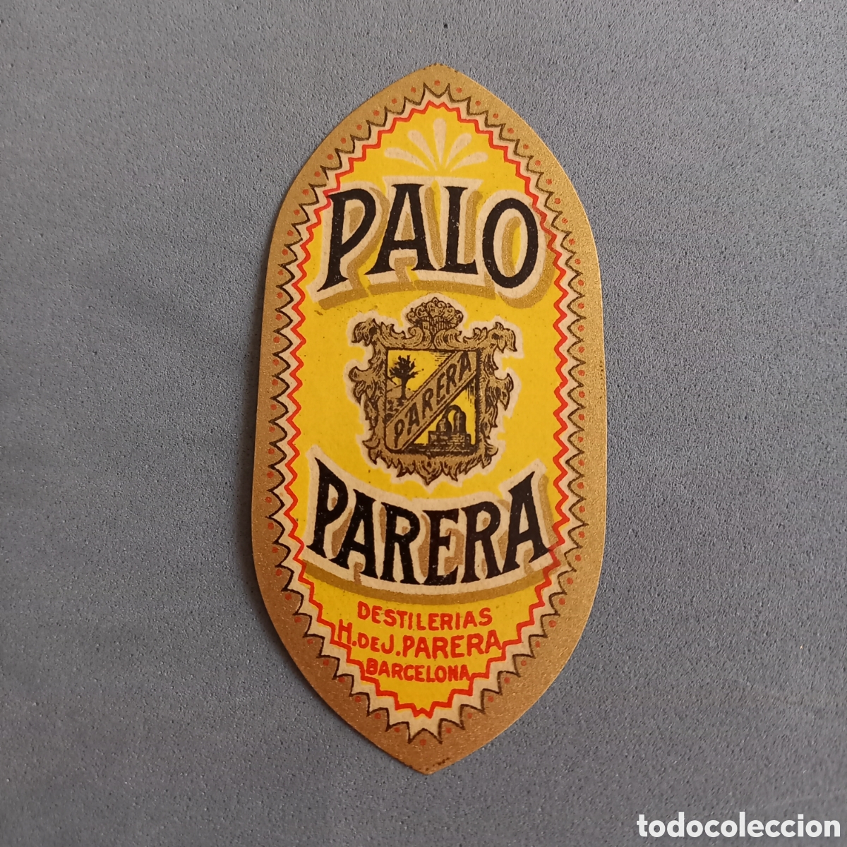Etiquetas antiguas: Antigua etiqueta de PALO Parera, Destiler&iacute;as Hija de Parera., Barcelona. A&ntilde;os 50 - 60