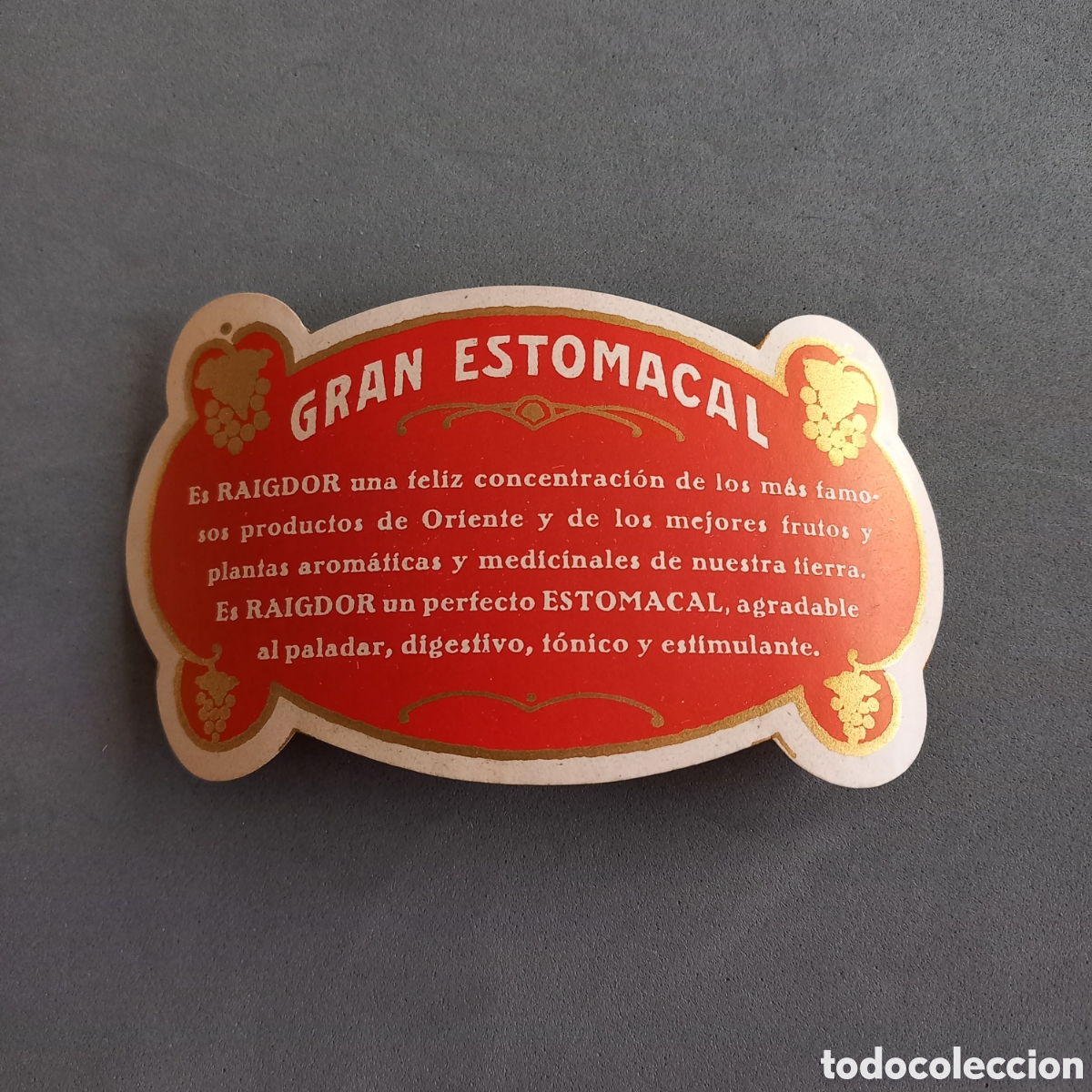 Old Labels: Antigua etiqueta de Gran Estomacal RAIGDOR de Destiler&iacute;as Hija de Juan Parera Barcelona. A&ntilde;os 50-60