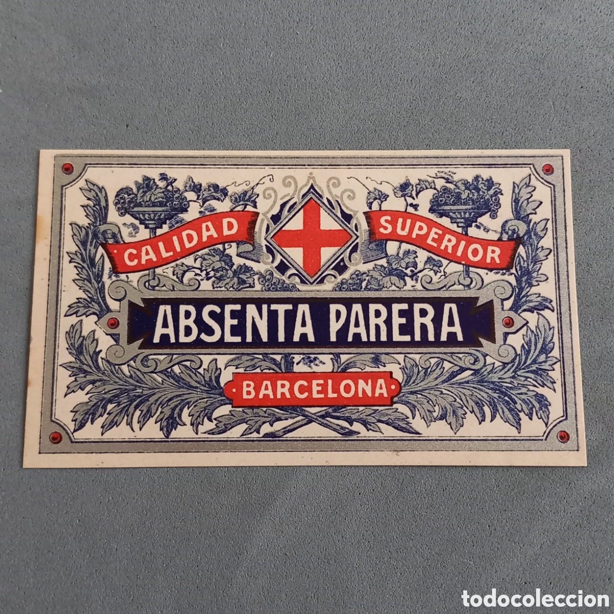 Etiquetas antigas: Antigua etiqueta ABSENTA PARERA Calidad Superior de destiler&iacute;as Juan Parera, Barcelona, a&ntilde;os 40 - 50