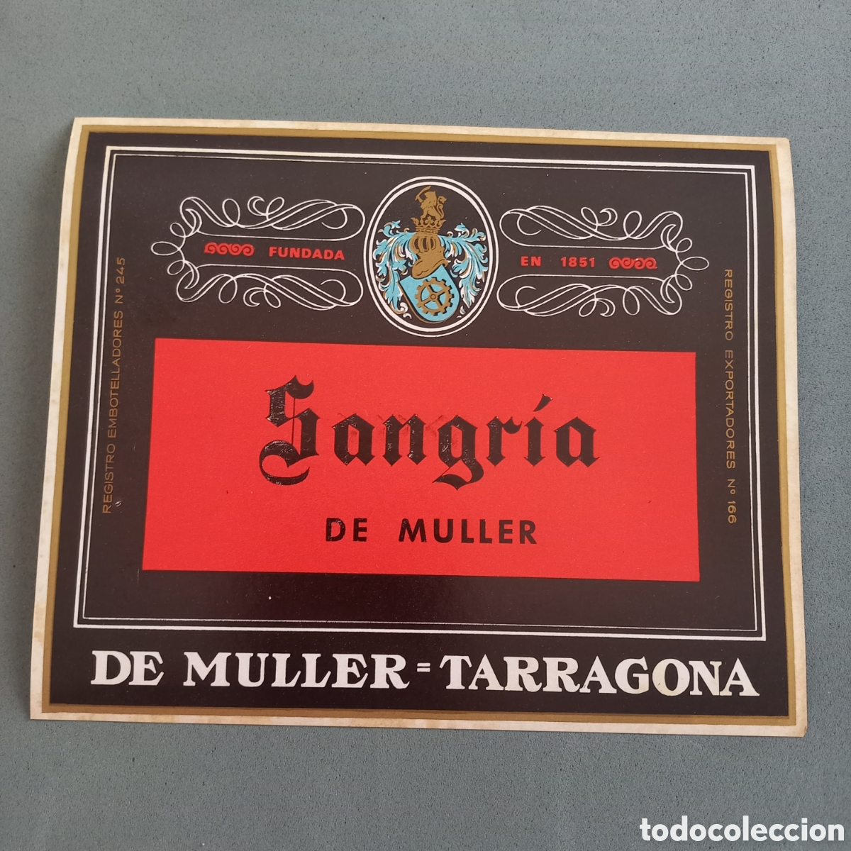Alte Etiketten: Antigua etiqueta de Sangr&iacute;a de las Bodegas De Muller, Tarragona A&ntilde;os 60 - 70