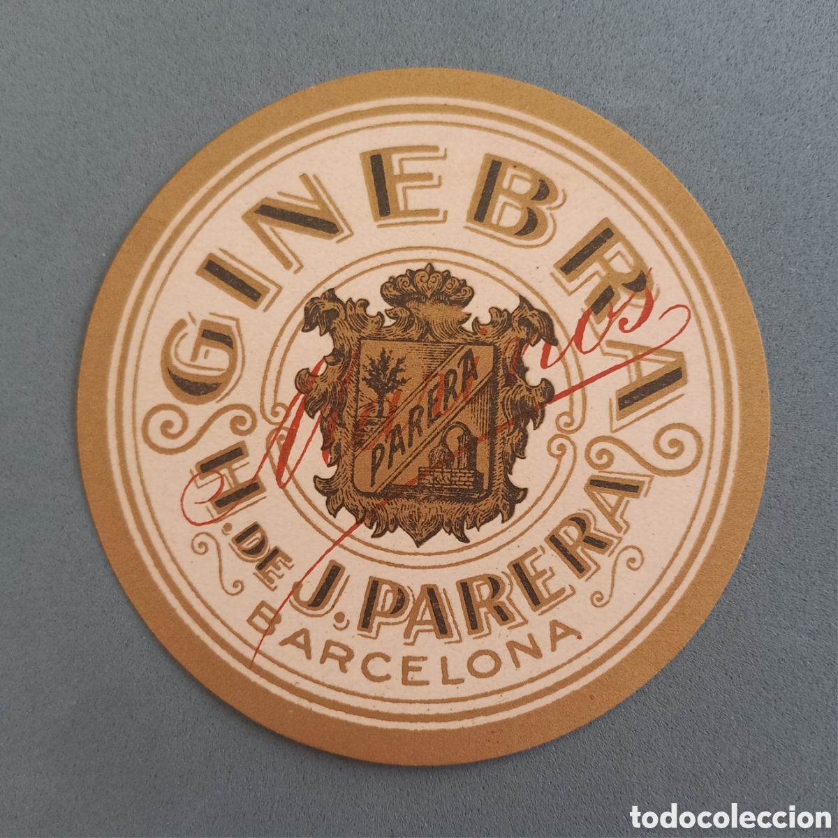 Alte Etiketten: Antigua etiqueta de Ginebra de Destiler&iacute;as Hija de Juan Parera Barcelona. A&ntilde;os 50 - 60