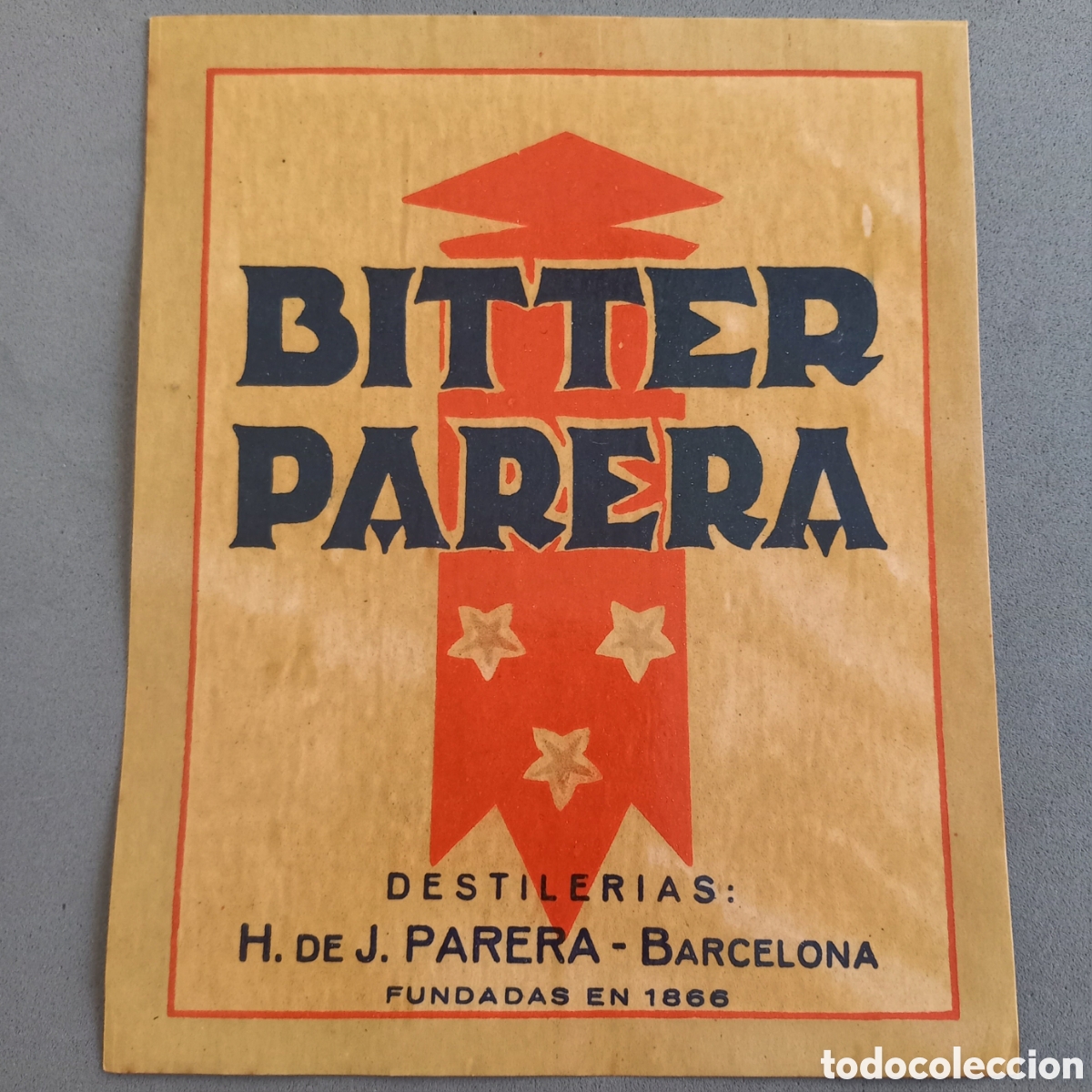 Etiquetas antiguas: Antigua etiqueta de Bitter Parera de Destiler&iacute;as Hija Parera Barcelona. A&ntilde;os 60 - 70