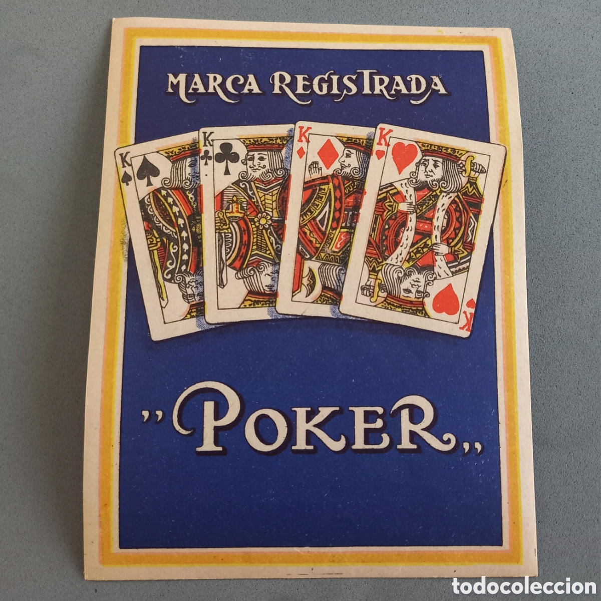 Etiquetas antiguas: Antigua etiqueta de tejidos POKER Marca Registrada, a&ntilde;os 40 - 50