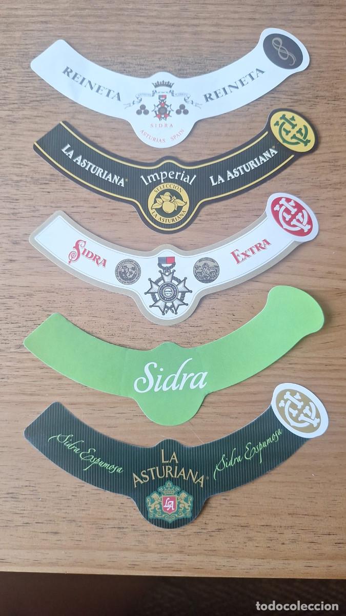 Etiquetas antiguas: EXTINTA FABRICA La CHAMPANERA 5 COLLARES SIDRA ASTURIAS ASTURIANA