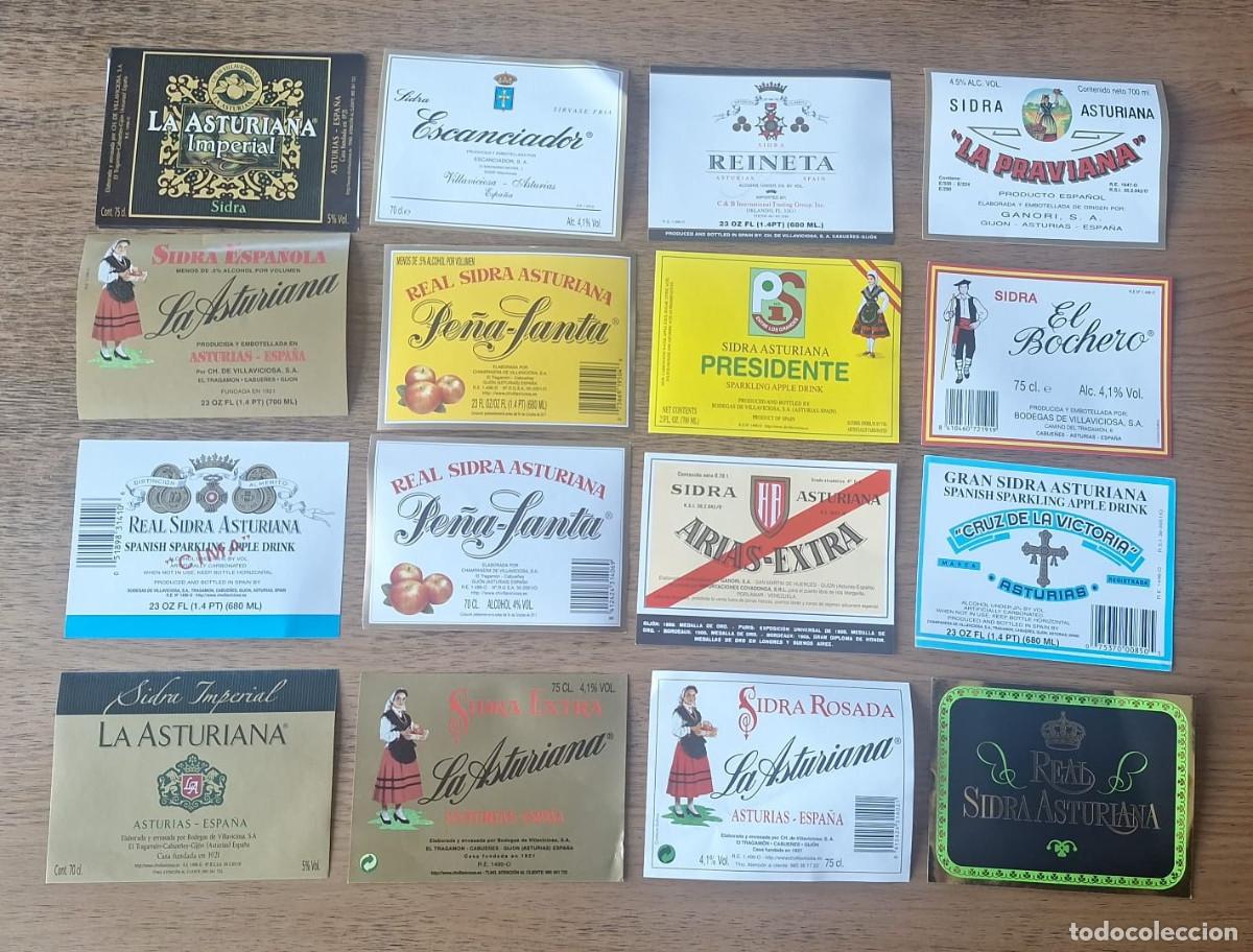 Etiquetas antiguas: EXTINTA FABRICA La CHAMPANERA 16 ETIQUETAS SIDRA ASTURIAS ASTURIANA