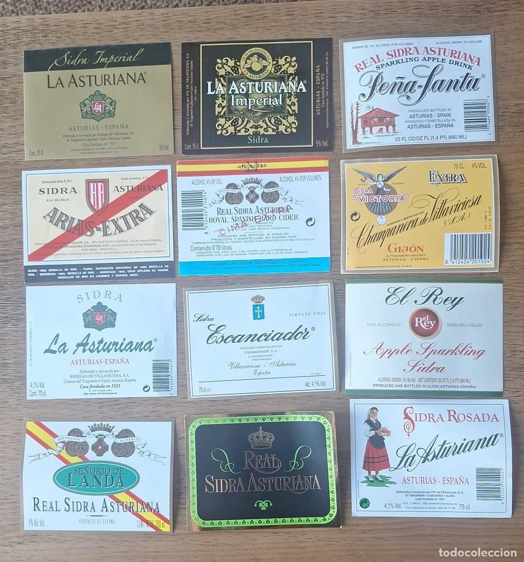 Etiquetas antiguas: EXTINTA FABRICA La CHAMPANERA 12 ETIQUETAS SIDRA ASTURIAS ASTURIANA