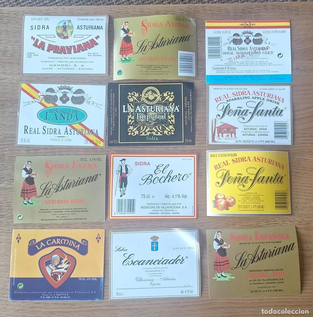 Etiquetas antiguas: EXTINTA FABRICA La CHAMPANERA 12 ETIQUETAS SIDRA ASTURIAS ASTURIANA