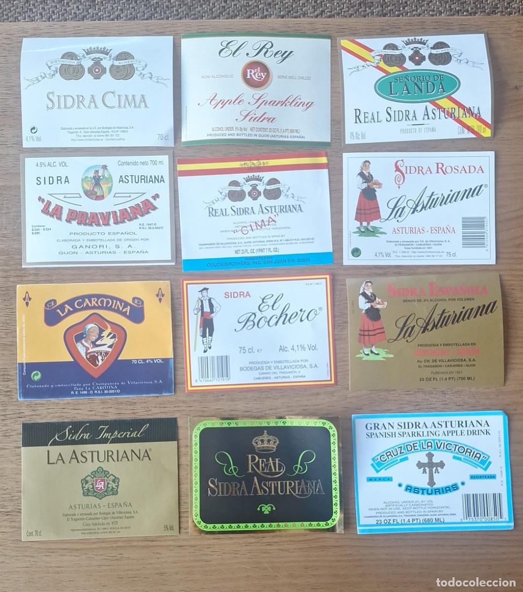 Etiquetas antiguas: EXTINTA FABRICA La CHAMPANERA 12 ETIQUETAS SIDRA ASTURIAS ASTURIANA