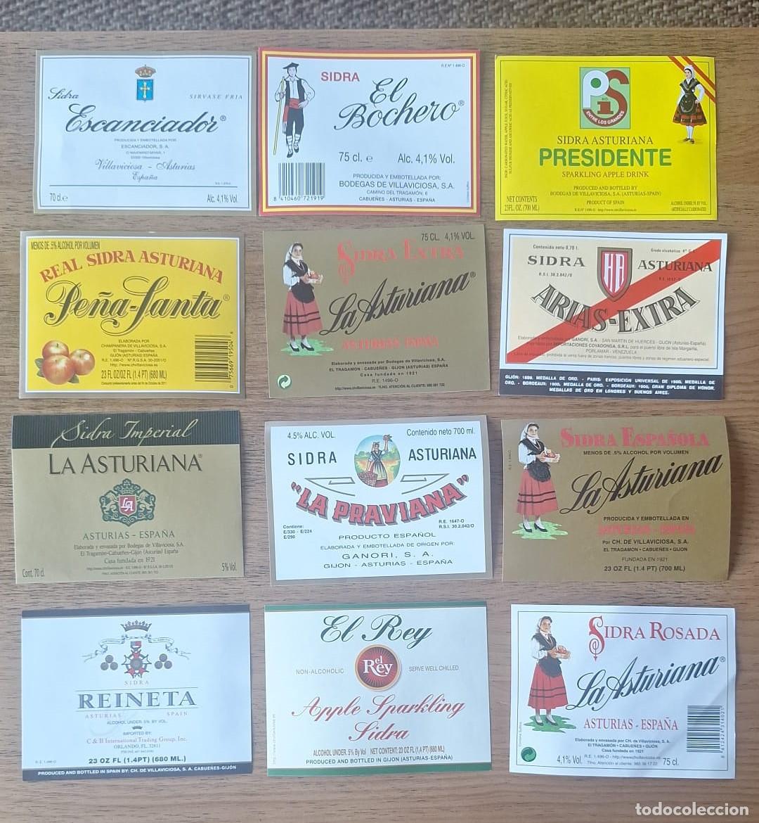Etiquetas antiguas: EXTINTA FABRICA La CHAMPANERA 12 ETIQUETAS SIDRA ASTURIAS ASTURIANA