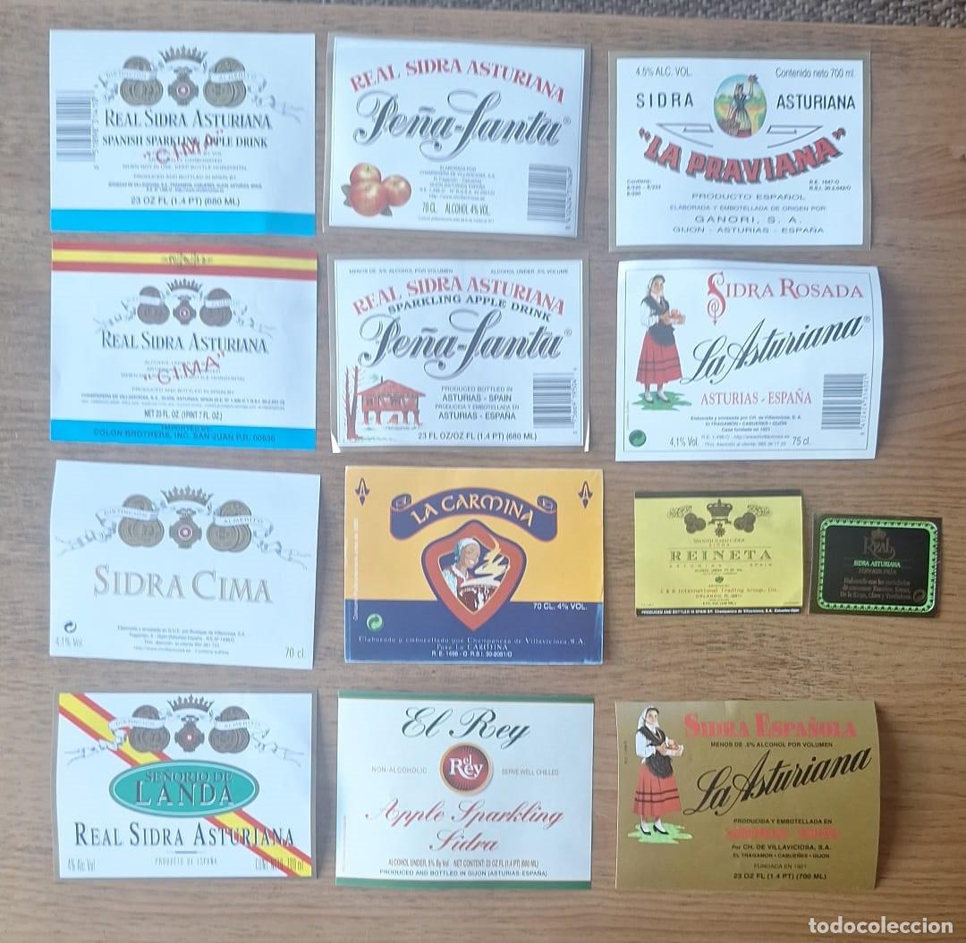 Etiquetas antiguas: EXTINTA FABRICA La CHAMPANERA 12 ETIQUETAS SIDRA ASTURIAS ASTURIANA