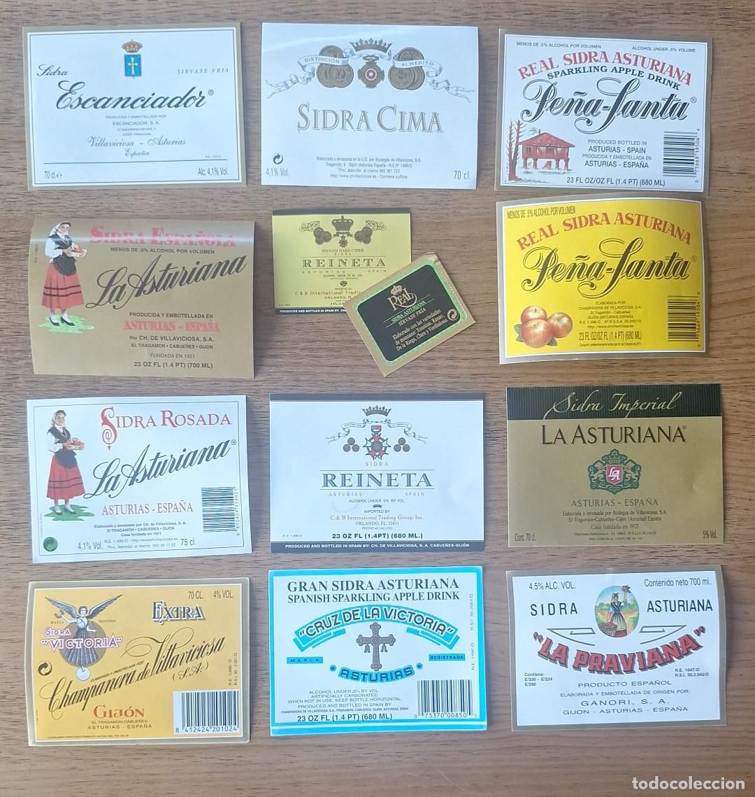 Etiquetas antiguas: EXTINTA FABRICA La CHAMPANERA 12 ETIQUETAS SIDRA ASTURIAS ASTURIANA