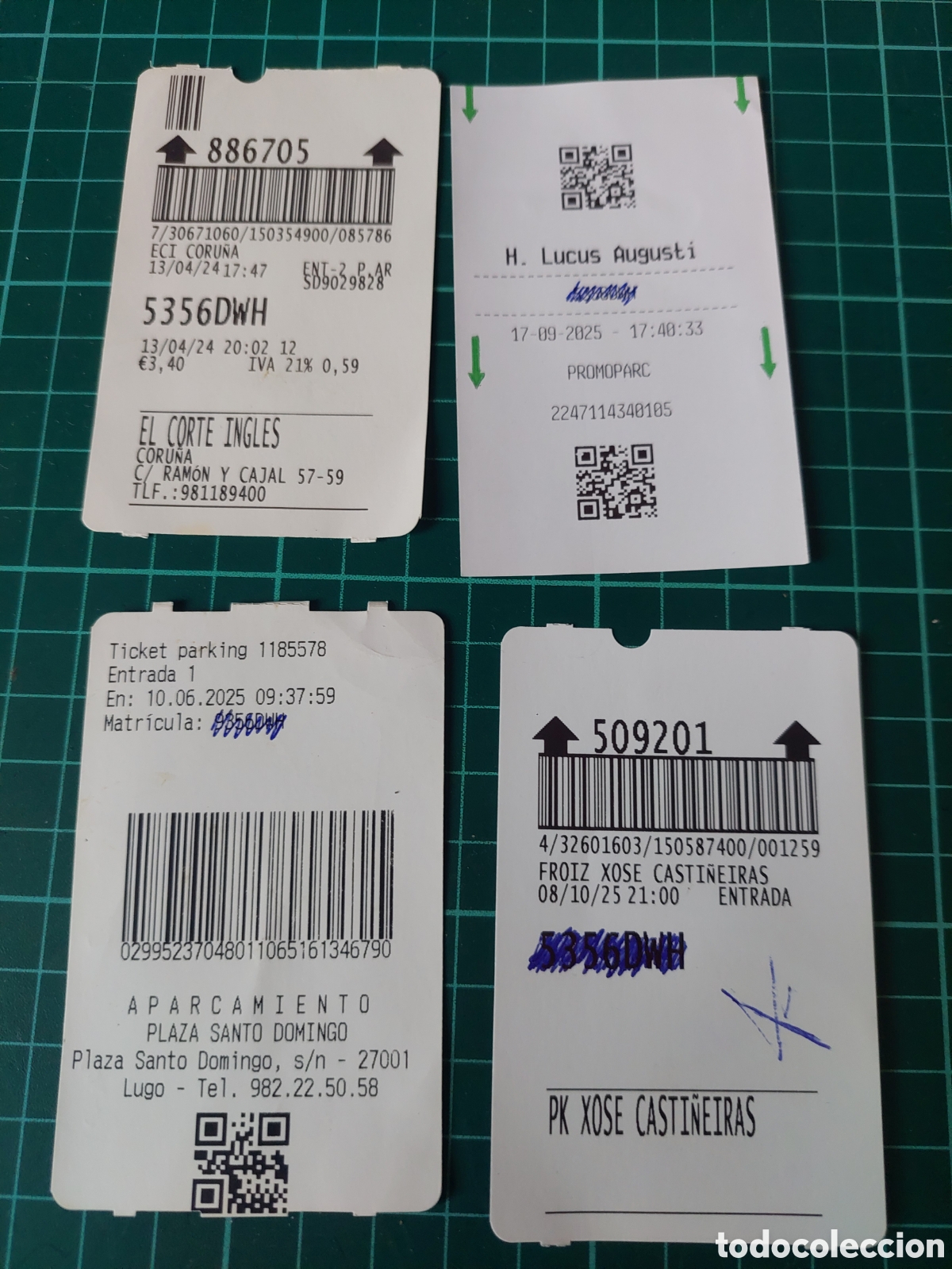 Etiquetas antiguas: TIKET APARCAMIENTO PAGO LUGO/CORU&Ntilde;A ETIQUETAS