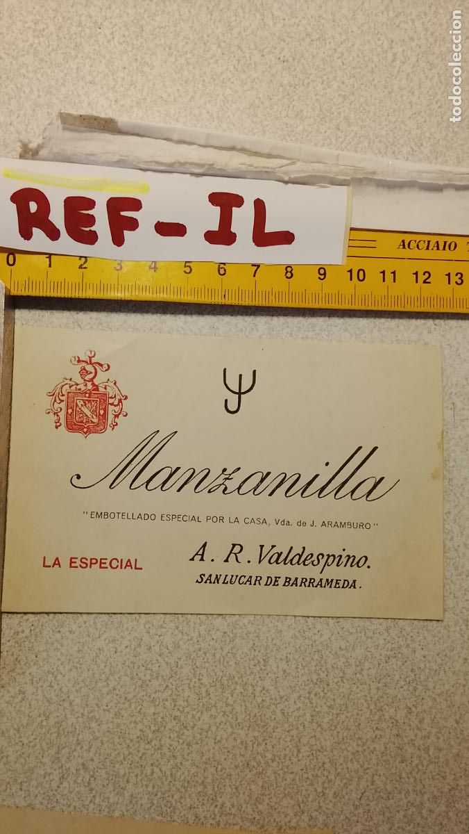 Etiquetas antiguas: HAGA SU OFERTA - ANTIGUA ETIQUETA DE VINO LICOR co&ntilde;ac manzanilla fino SANLUCAR JEREZ CADIZ EL PUERTO