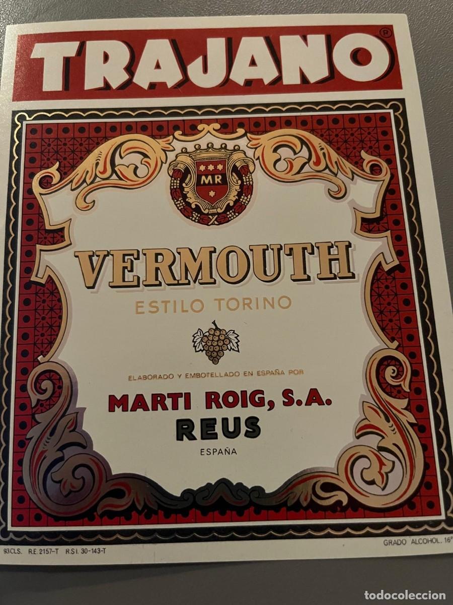 Etiquetas antiguas: Trajano Vermouth Marti Roig Reus Tarragona