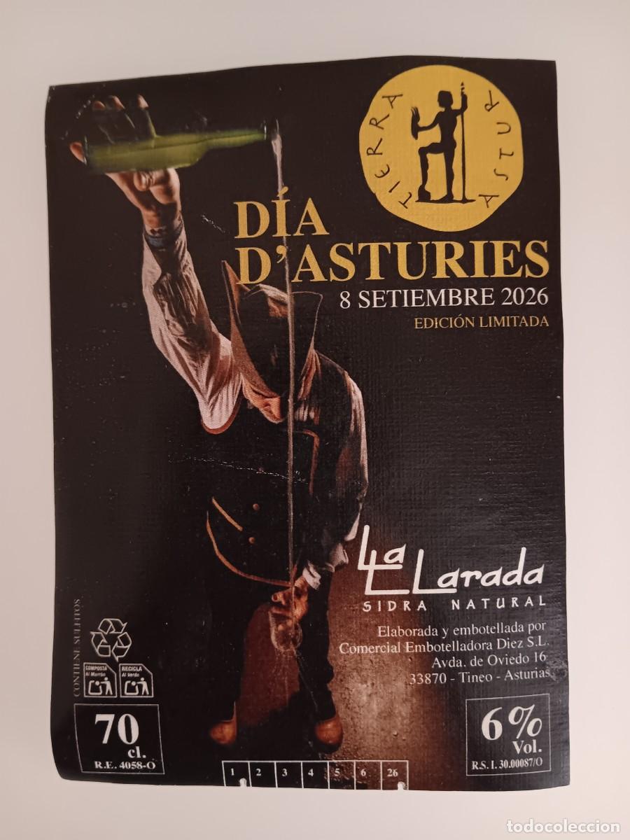 Etiquetas antiguas: ETIQUETA SIDRA NATURAL TIERRA ASTUR DIA DE ASTURIAS 2026 LA LLARADA