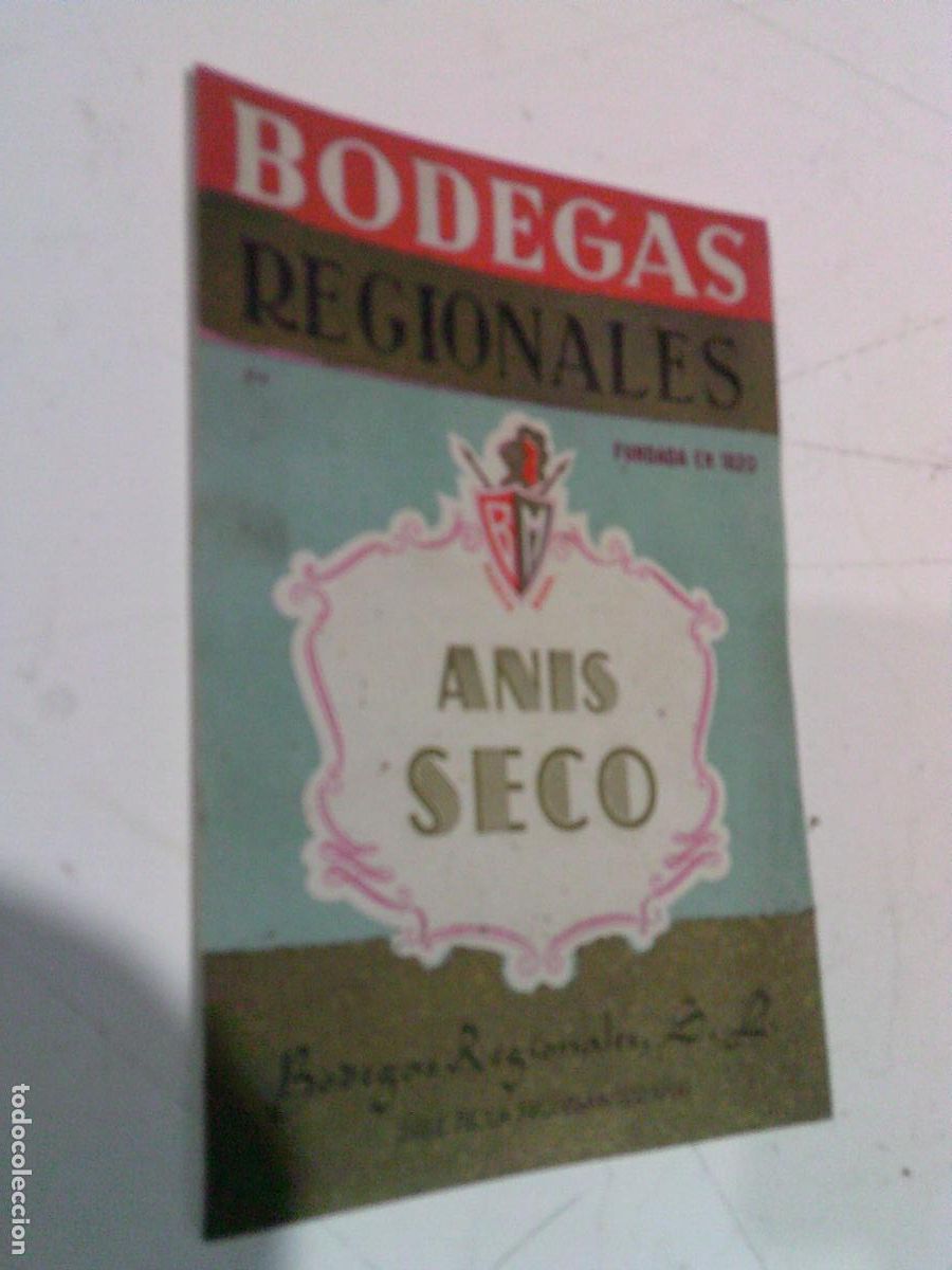 Etiquetas antiguas: Etiqueta antigua Bodegas Regionales Jerez An&iacute;s Seco