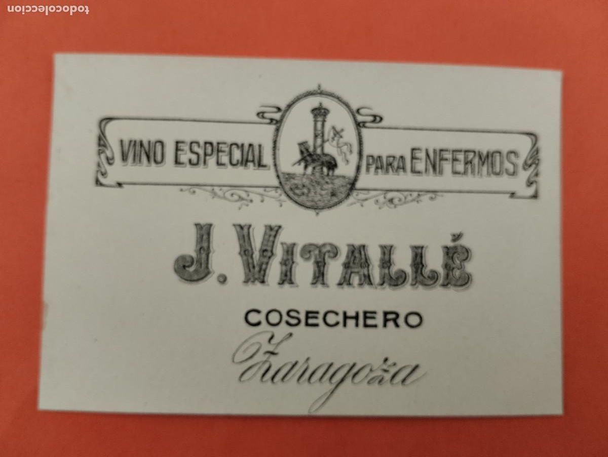 Etiquetas antiguas: ETIQUETA VINO PARA ENFERMOS J. VITALLE ZARAGOZA