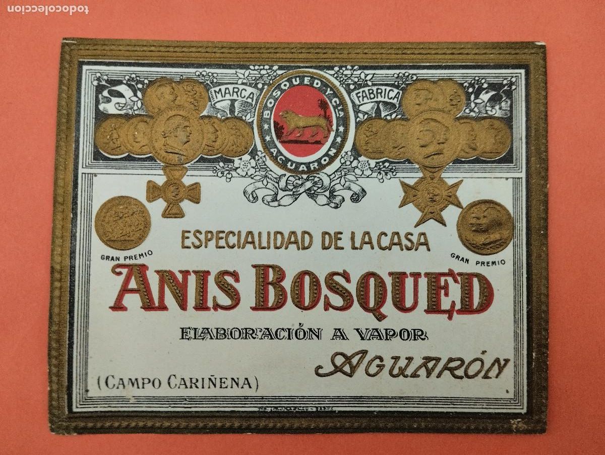 Etiquetas antiguas: ETIQUETA ANIS BOSQUED AGUARON ZARAGOZA TROQUELADA