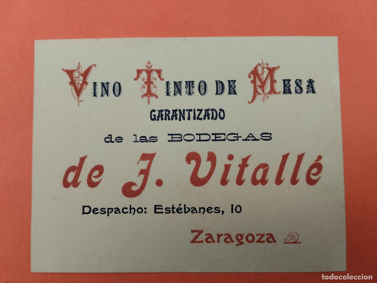Etiquetas antiguas: ETIQUETA VINO TINTO DE MESA J. VITALLE ZARAGOZA