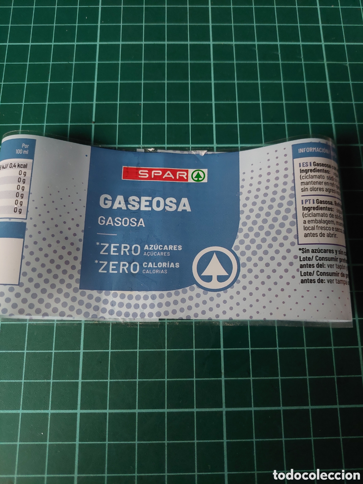 Etiquetas antiguas: SPAR AGUA GASEOSA ZERO ETIQUETA