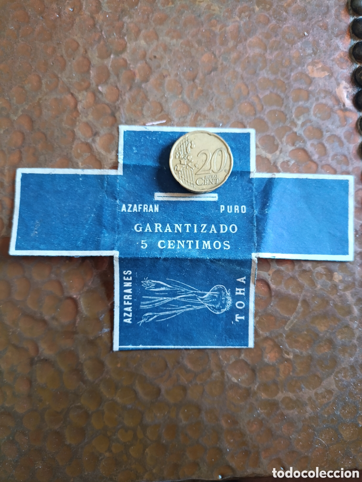 Etiquetas antiguas: AZAFR&Aacute;N PURO GARANTIZADO CINCO C&Eacute;NTIMOS HASTA AFRANES TOHA [ ETIQUETAS A&Ntilde;OS 40-50 ]