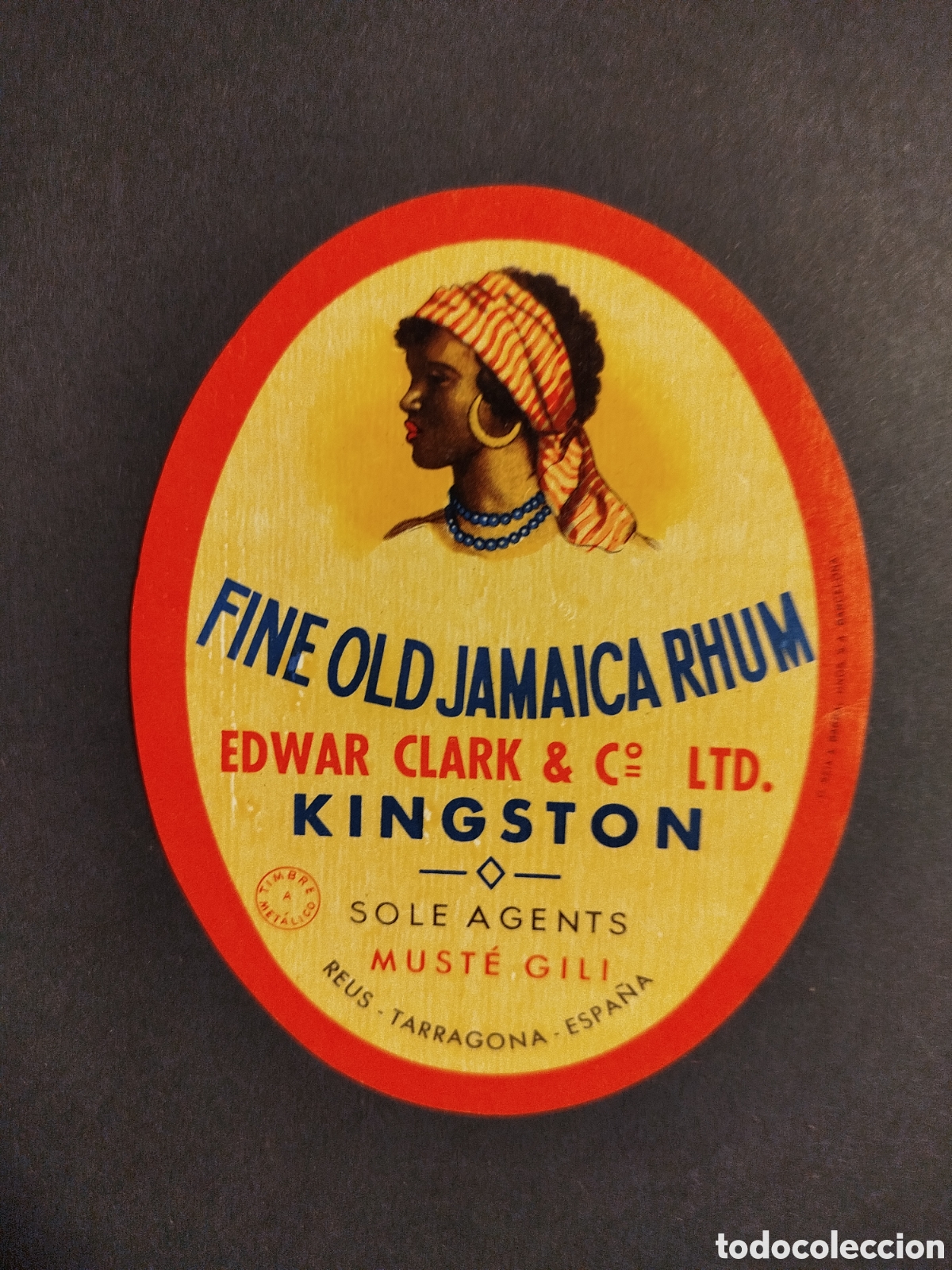Etiquetas antiguas: ETIQUETA FINE OLD JAMAICA MUST&Eacute; GILI
