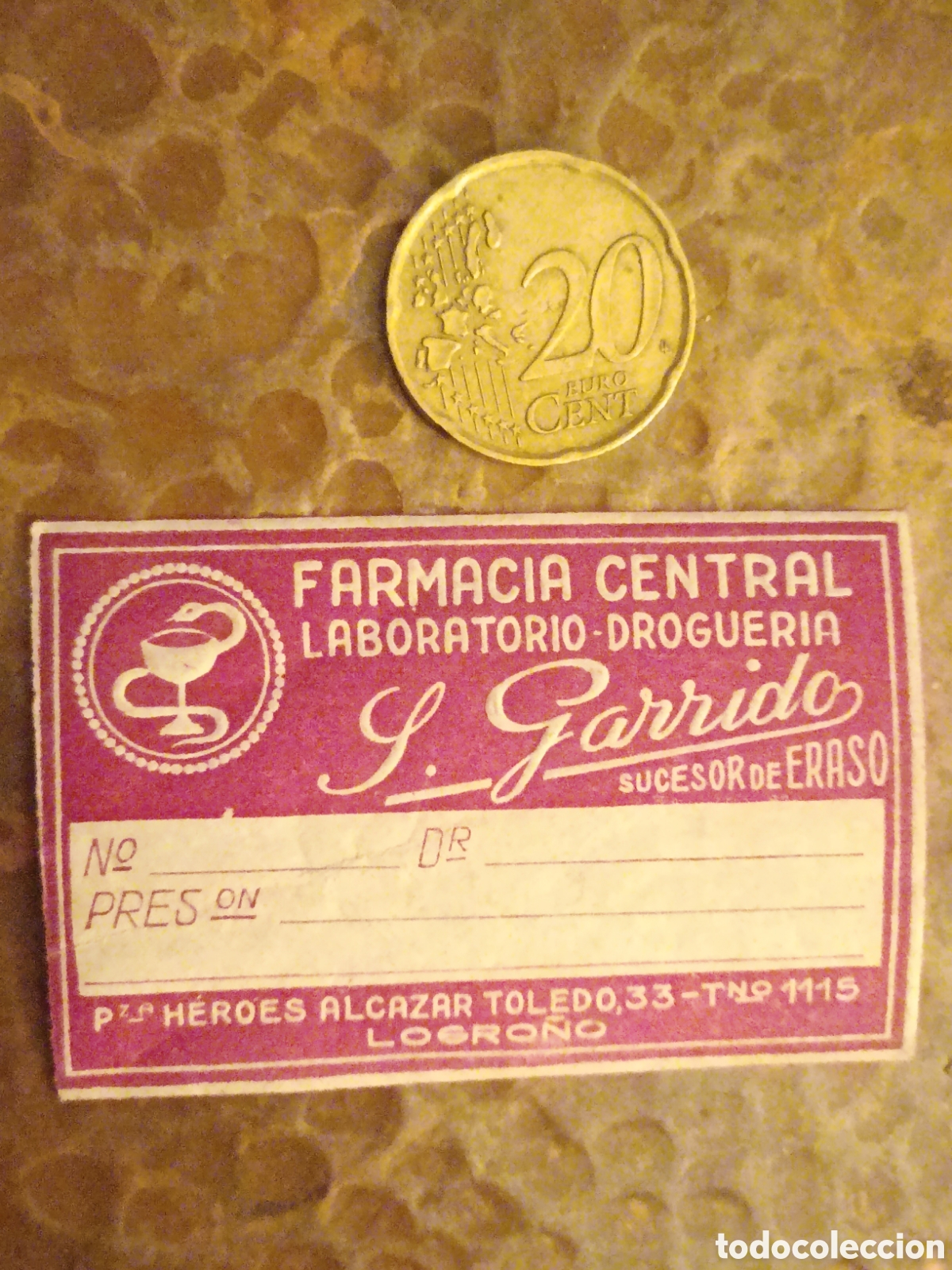 Etiquetas antiguas: Y FARMACIA CENTRAL LABORATORIO DROGUER&Iacute;A L. GARRIDO LOGRO&Ntilde;O [ ETIQUETA A&Ntilde;OS 40-50 ]