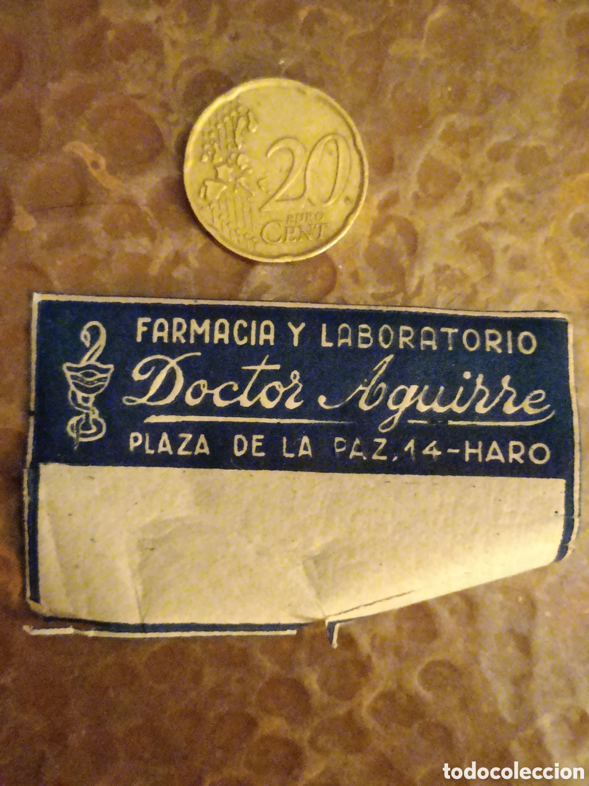 Etiquetas antiguas: FARMACIA Y LABORATORIO DOCTOR AGUIRRE PLAZA DE LA PAZ CATORCE HARO [ ETIQUETA A&Ntilde;OS 40-50 ]