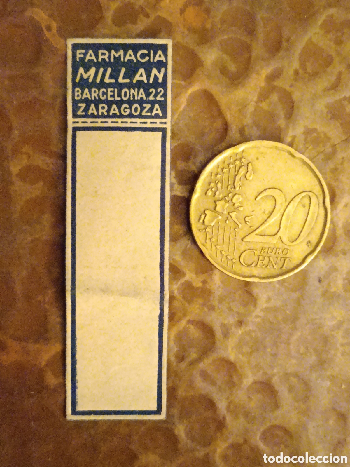 Etiquetas antiguas: FARMACIA MILL&Aacute;N BARCELONA 22 ZARAGOZA [ ETIQUETA A&Ntilde;OS 40-50 ]