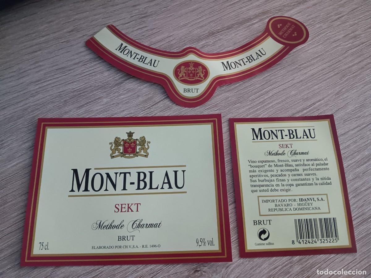 Etiquetas antiguas: ETIQUETA VINO MONT BLAU SEKT CHAMPANERA DE VILLAVICIOSA