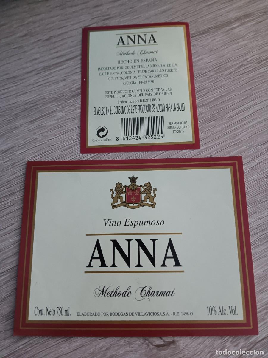 Etiquetas antiguas: ETIQUETA VINO ANNA CHAMPANERA DE VILLAVICIOSA