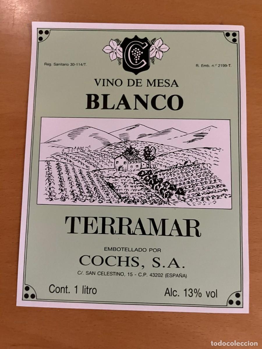 Etiquetas antiguas: vino blanco Terramar Cochs Reus Tarragona