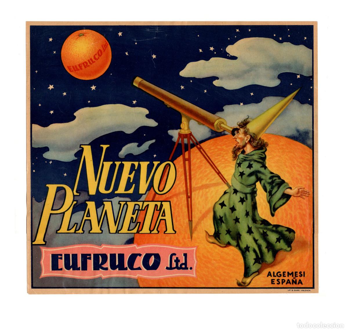 Etiquetas antiguas: ETIQUETA CAJA DE NARANJAS ESPA&Ntilde;OLA DE LA MARCA NUEVO PLANETA, EUFRUCO LTD.ALGEMES&Iacute;, VALENCIA