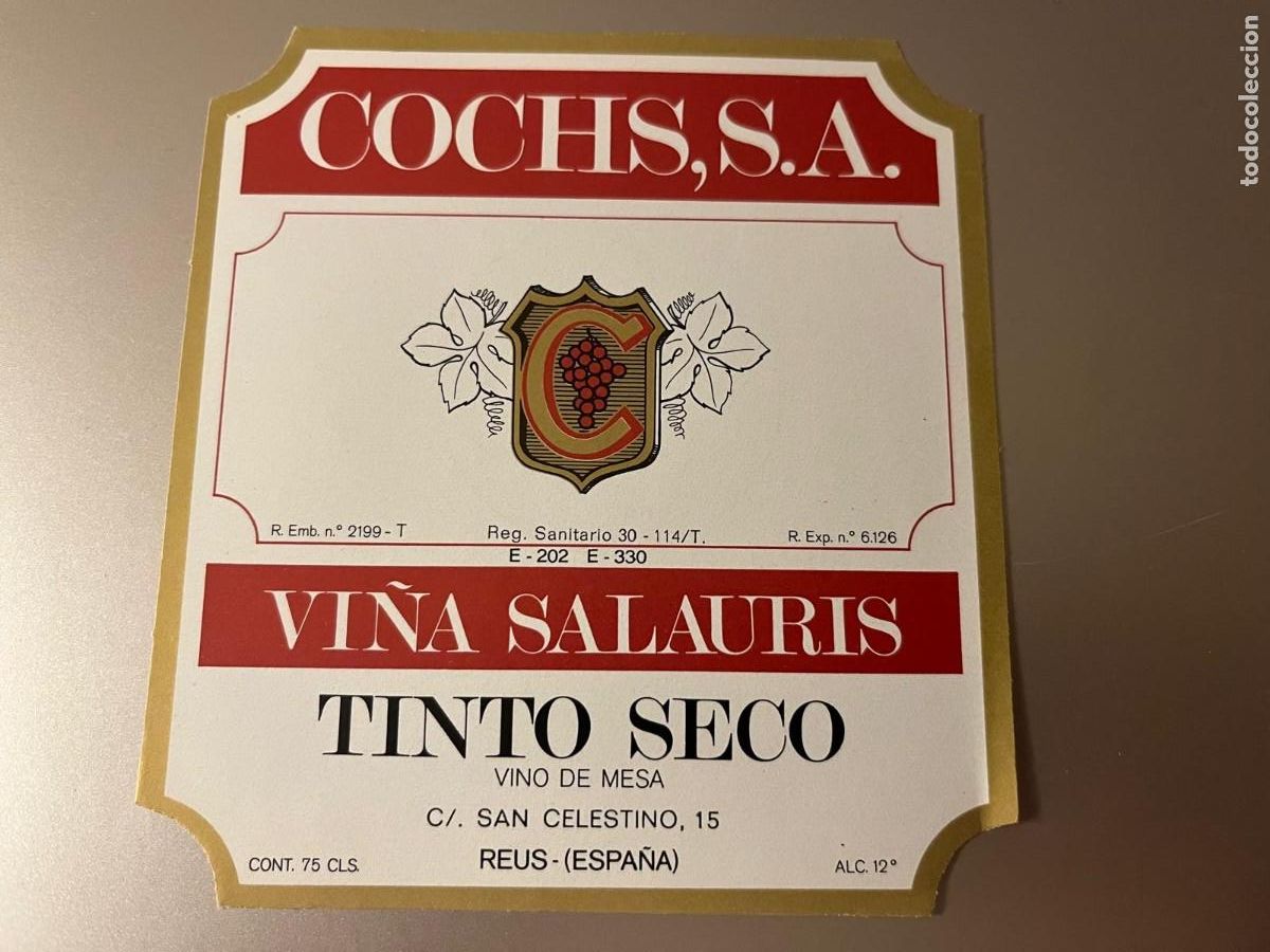Etiquetas antiguas: vi&ntilde;a Salauris Cochs Reus Tarragona