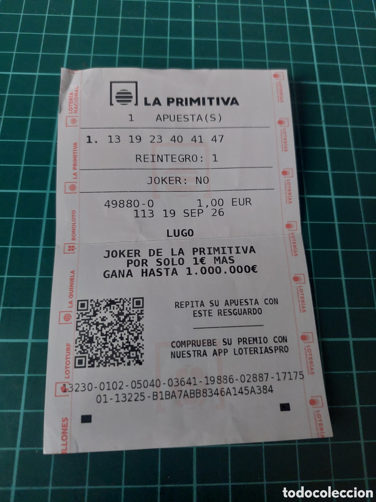 Etiquetas antiguas: LA PRIMITIVA LUGO APUESTAS IMPRESO