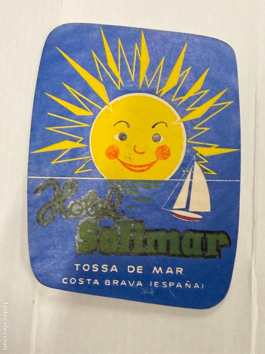 Etiquetas antiguas: SOLIMAR. TOSSA DE MAR. 10x8cms. Antigua etiqueta de Hotel o de maleta. Impecable..