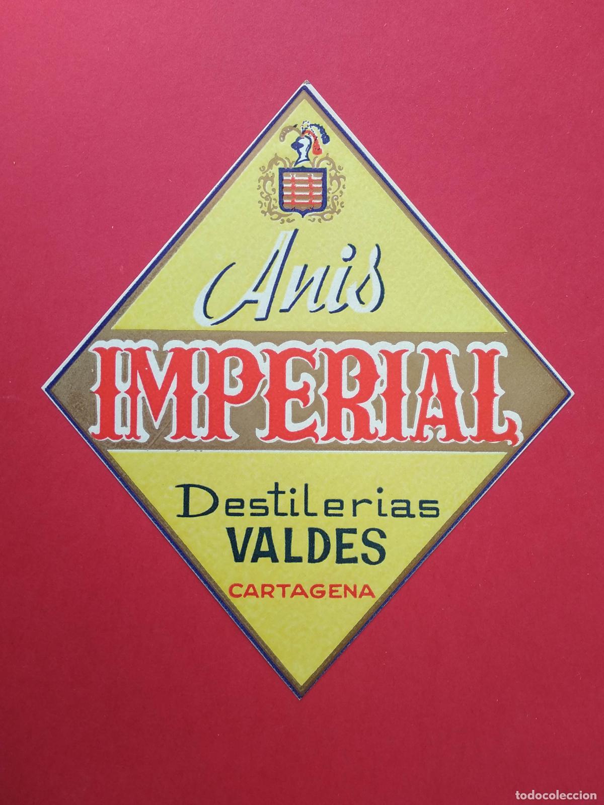 Etiquetas antiguas: ETIQUETA DE ANIS IMPERIAL DESTILERIAS VALDES CARTAGENA
