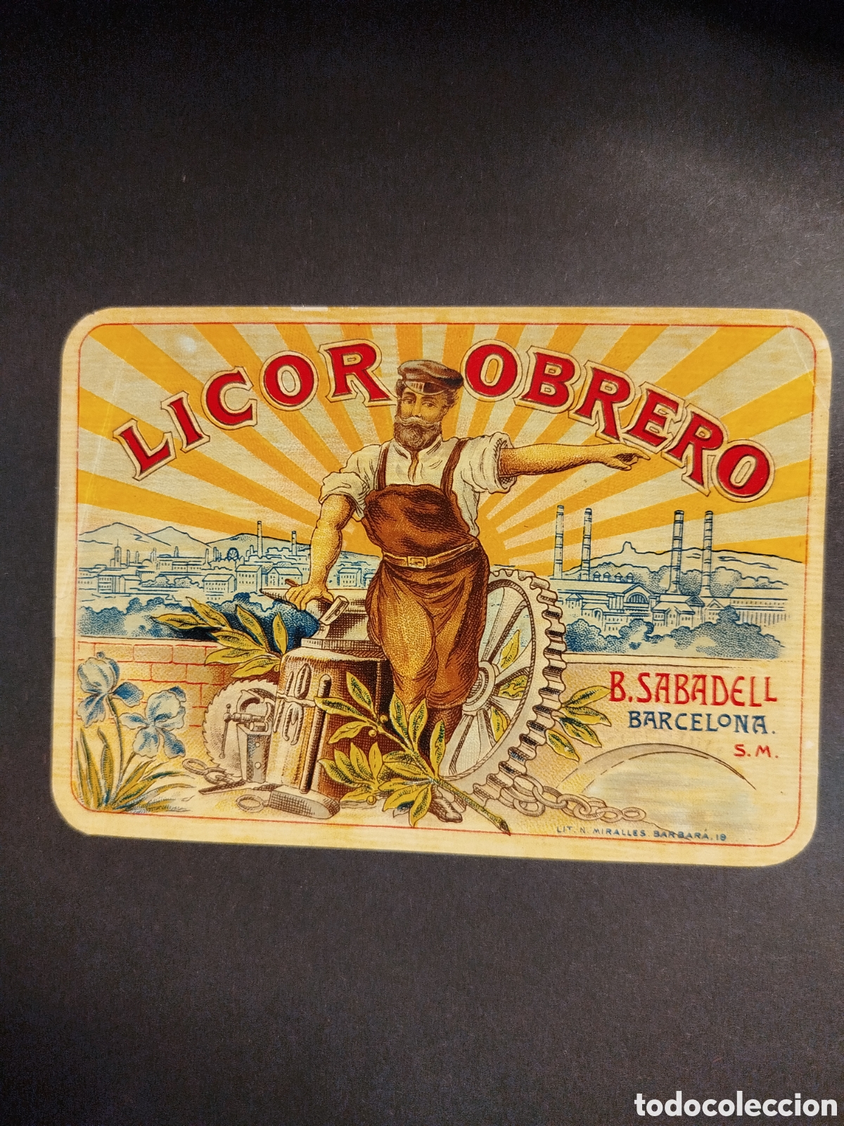 &Eacute;tiquettes anciennes: LICOR OBRERO B.SABADELL