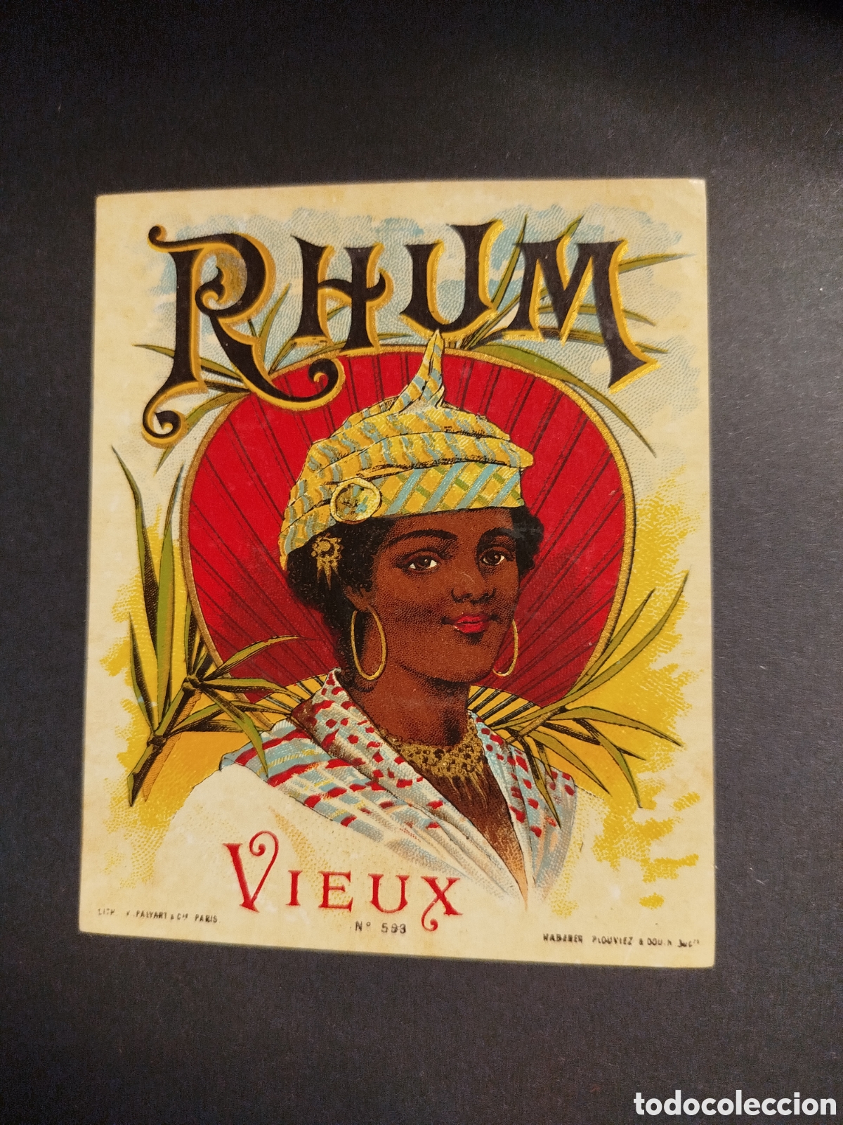 Etiquetas antiguas: ETIQUETA RHUM VIEUX LIT. PAR&Iacute;S