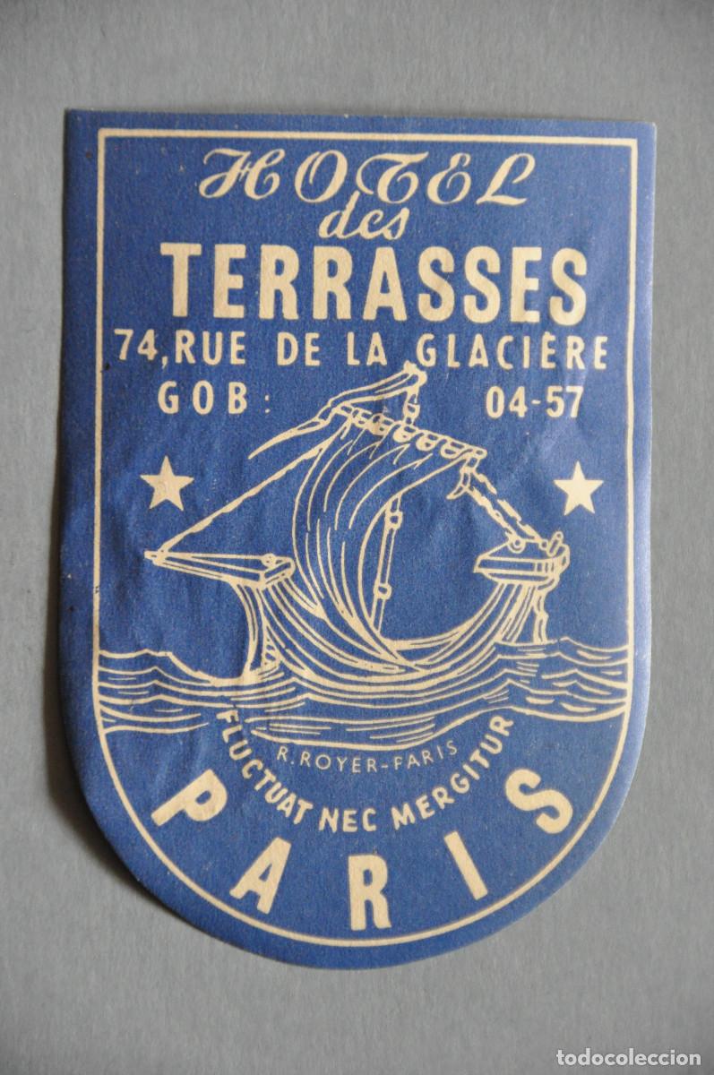 &Eacute;tiquettes anciennes: ETIQUETA DEL HOTEL DES TERRASSES DE PARIS