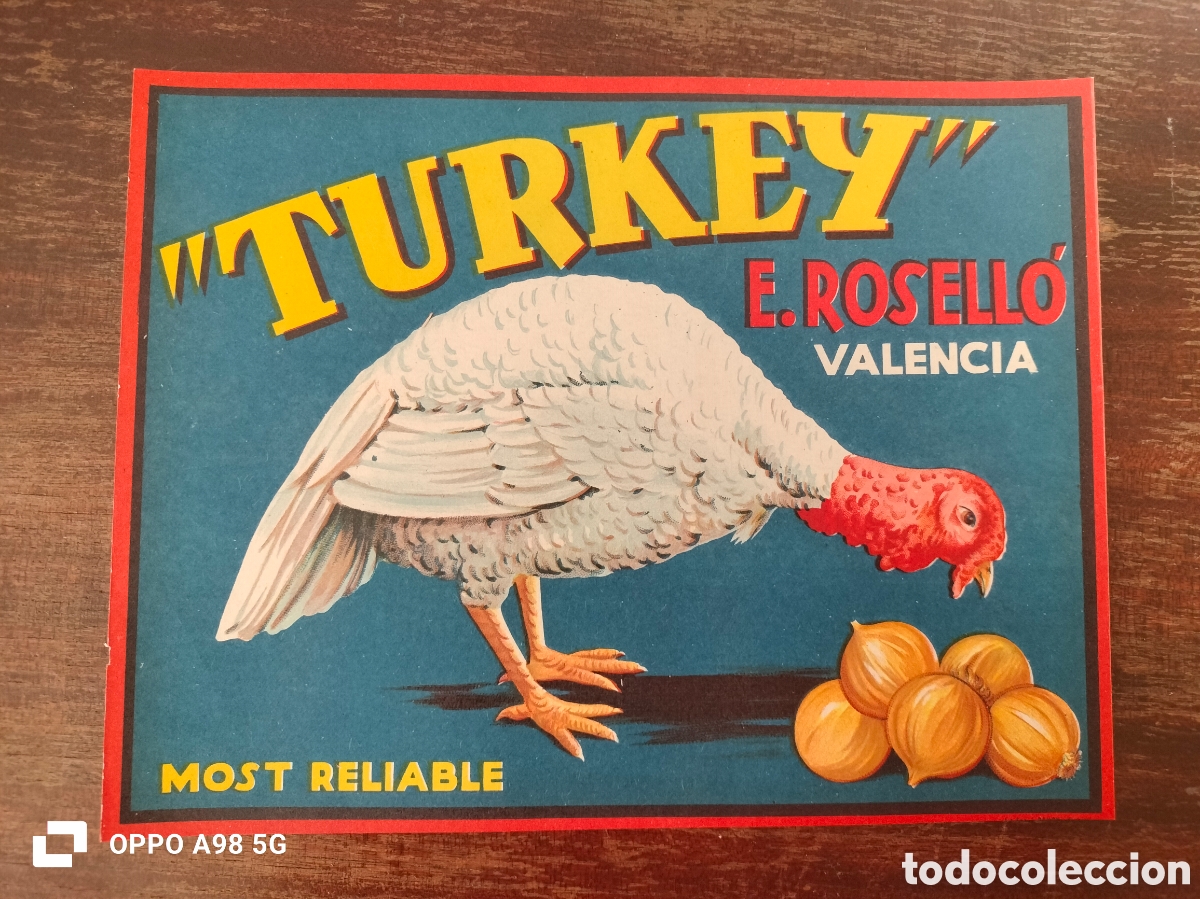 Etiquetas antiguas: Etiqueta cebollas Turkey E Rosell&oacute; Valencia
