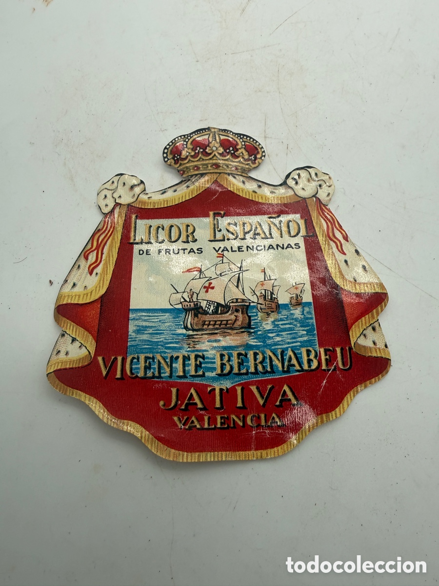 Old Labels: Etiqueta publicitaria troquelada &laquo;Licor Espa&ntilde;ol&raquo; &mdash; Vicente Bernabeu, J&aacute;tiva (Valencia)