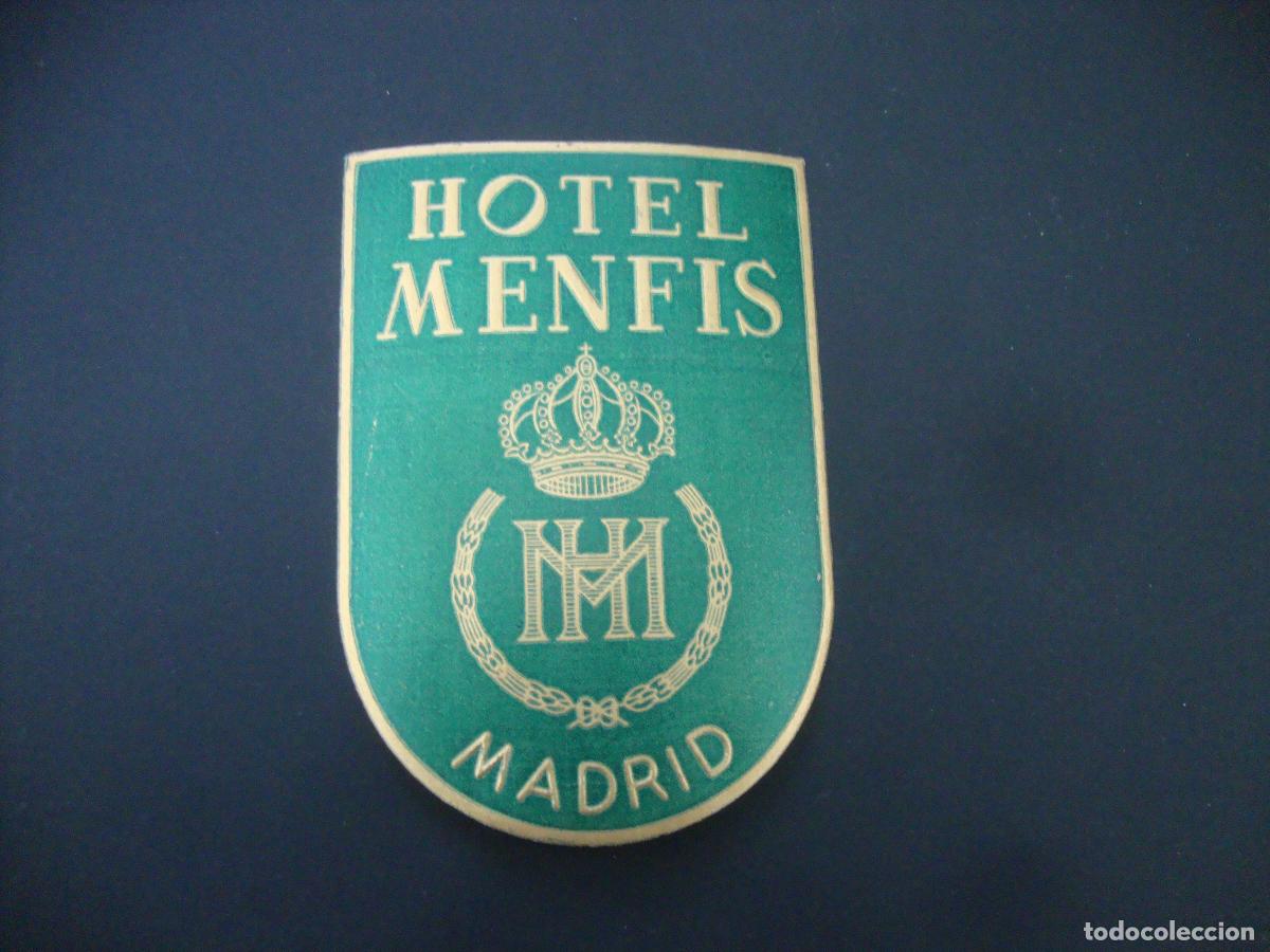 Etiquetas antiguas: ANTIGUA ETIQUETA HOTEL MENFIS MADRID