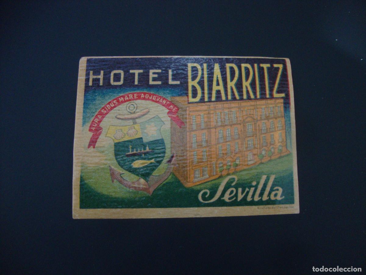 Etiquetas antiguas: ANTIGUA ETIQUETA HOTEL BIARRITZ SEVILLA
