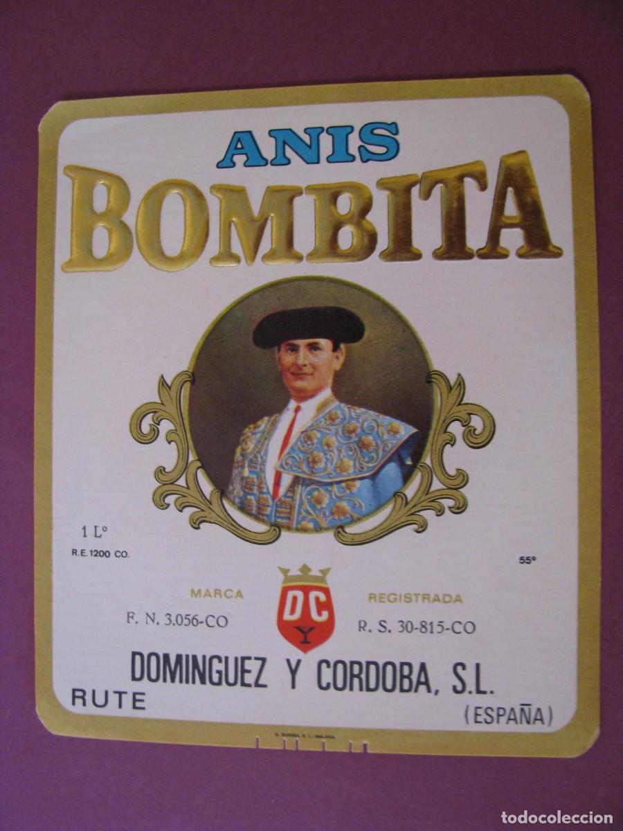 Etiquetas antiguas: ETIQUETA DE ANIS BOMBITA. DOMINGUEZ Y CORDOBA S. L. RUTE