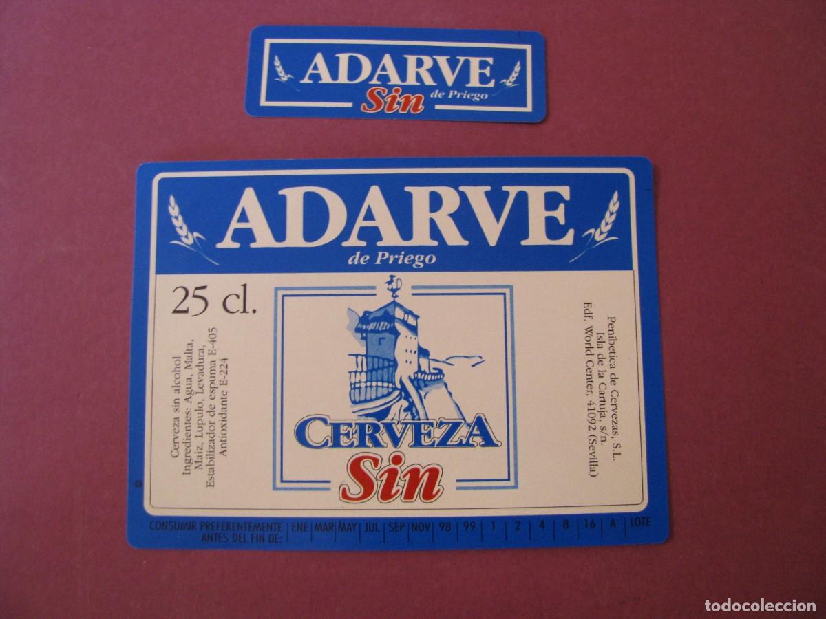 Etiquetas antiguas: ETIQUETA Y COLLARIN DE CERVEZA ADARVE DE PRIEGO. 25 CL. SIN