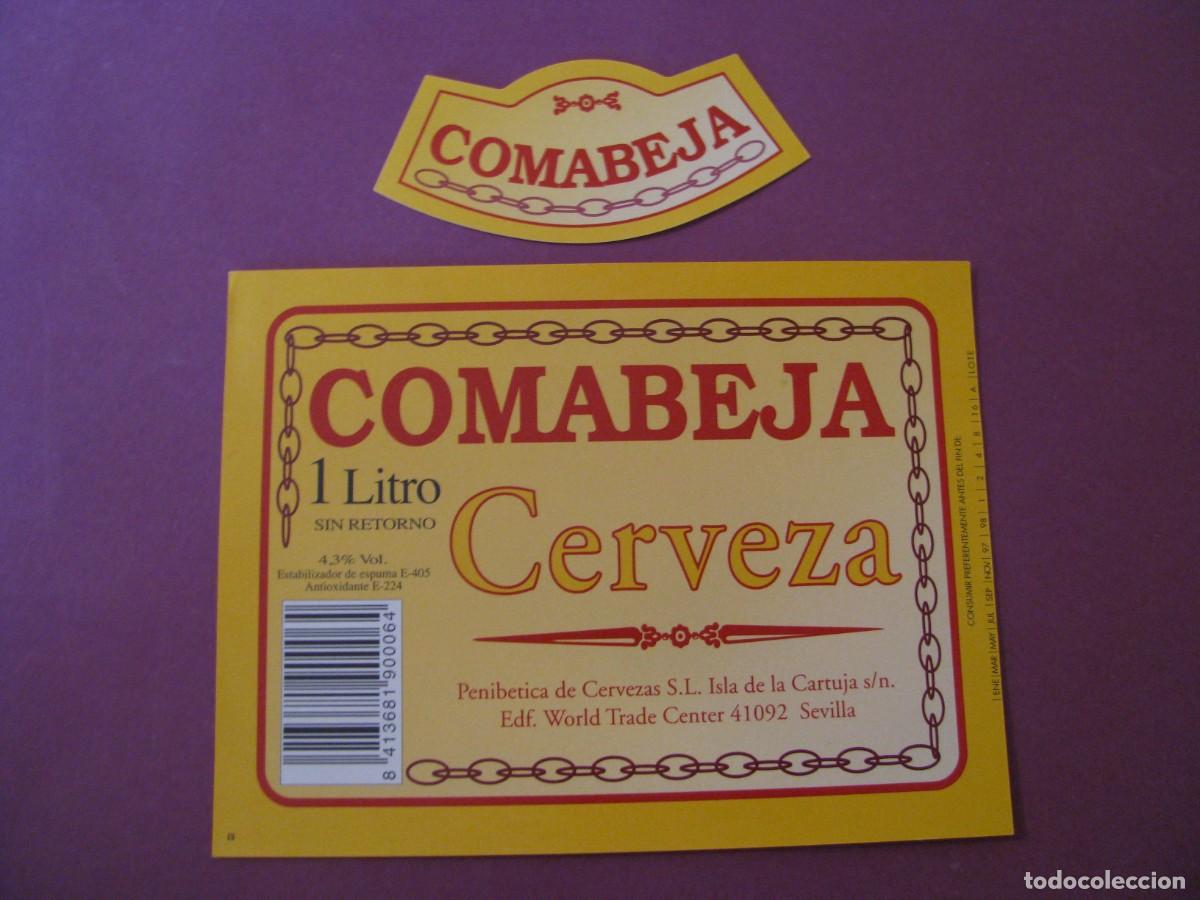 Etiquetas antiguas: ETIQUETA Y COLLARIN DE CERVEZA COMABEJA 1 LITRO. PENIBETICA DE CERVEZAS, SEVILLA