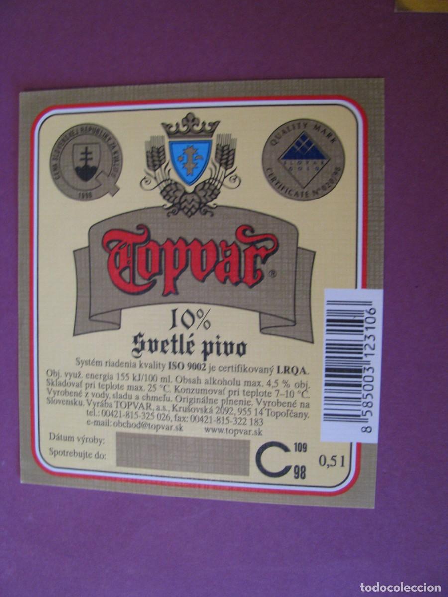 Etiquetas antiguas: ETIQUETA DE CERVEZA TOPVAR, ESLOVAQUIA.