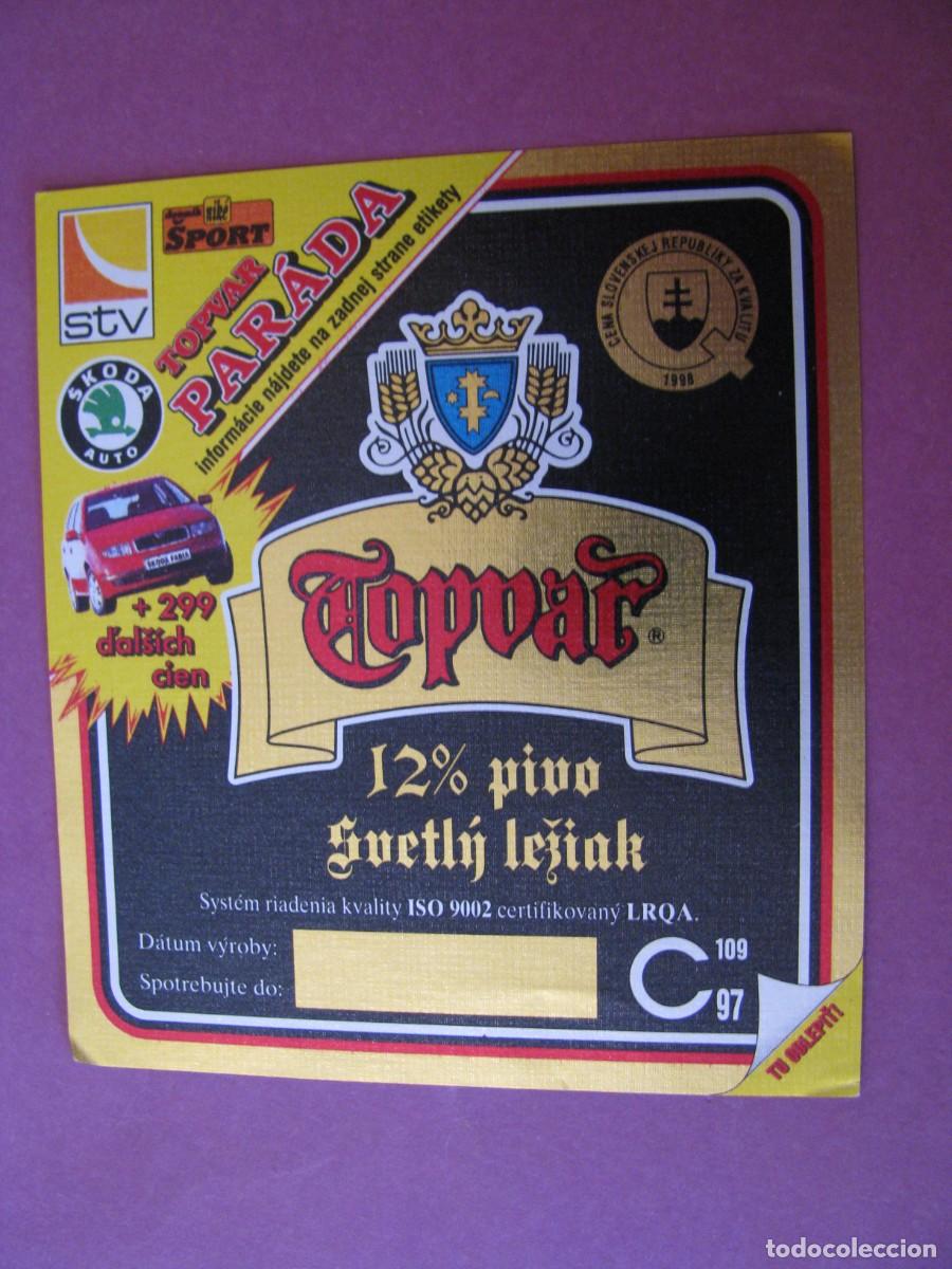 Etiquetas antiguas: ETIQUETA DE CERVEZA TOPVAR, ESLOVAQUIA.