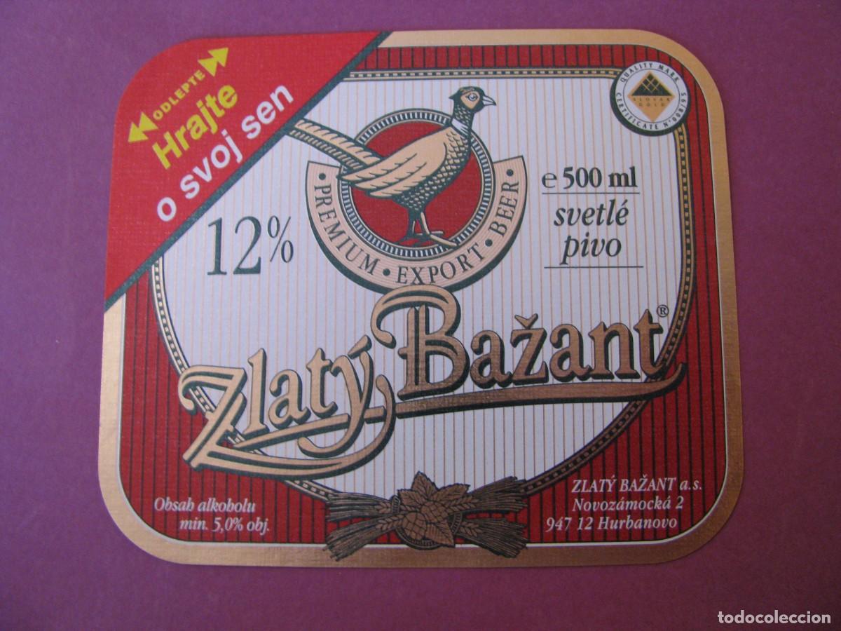 Etiquetas antiguas: ETIQUETA DE CERVEZA ZLATY BAZANT, ESLOVAQUIA. SVETLE PIVO